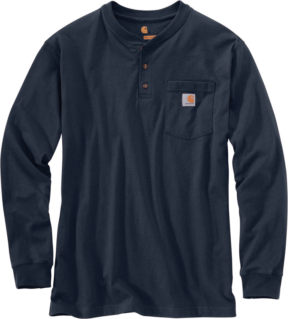 Рубашка с длинным рукавом Carhartt Workwear Pocket Henley, темно-синий футболка с длинным рукавом женская carhartt workwear pocket черный