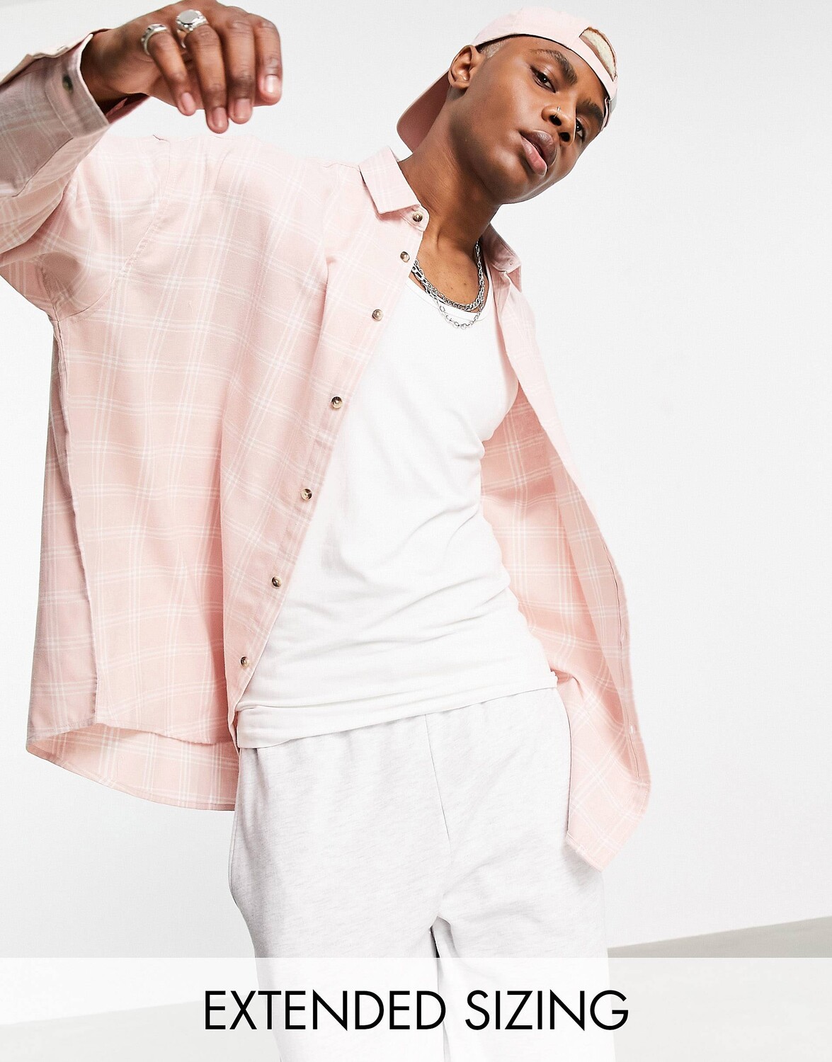 

Розовая рубашка в клетку oversize ASOS DESIGN