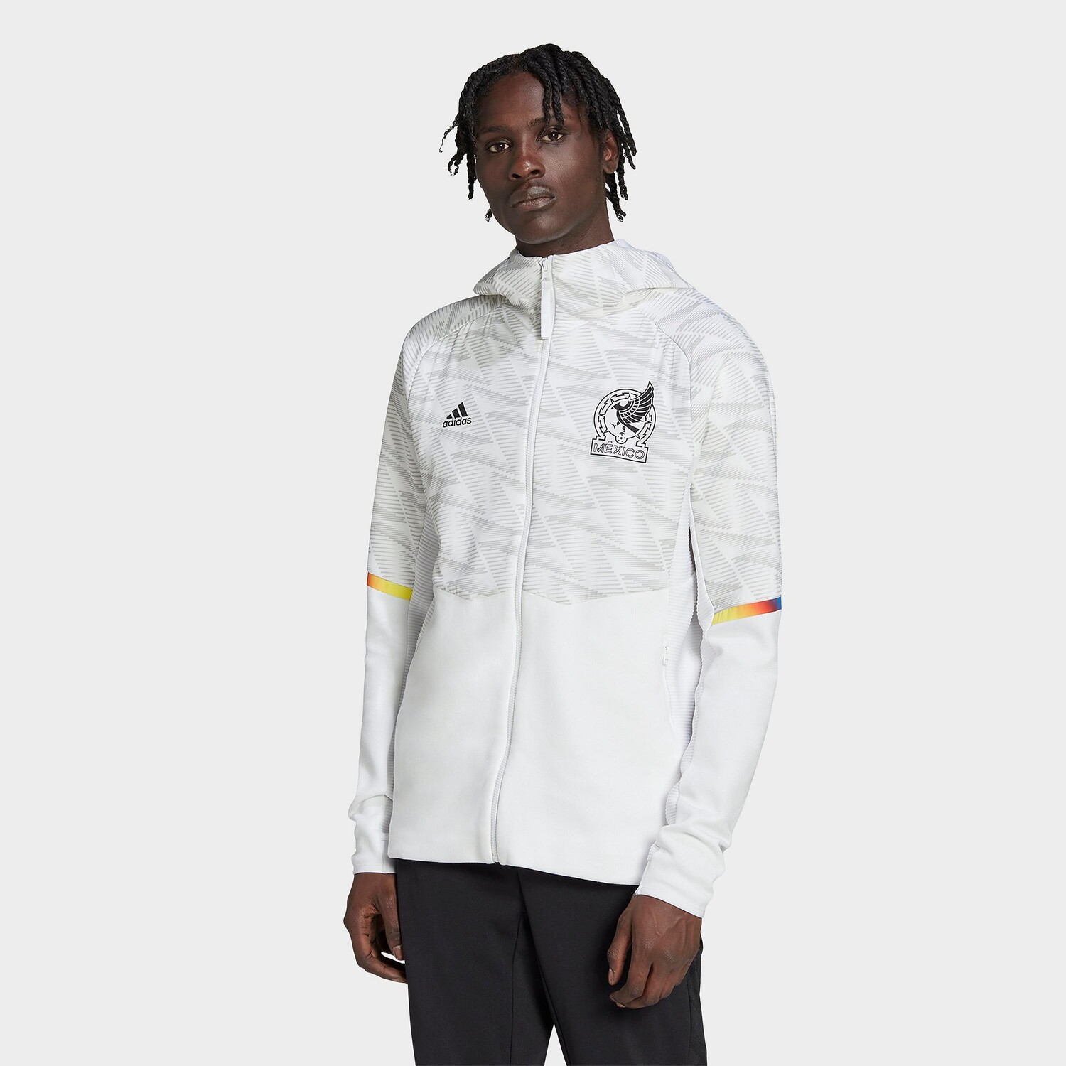 

Мужская дорожная толстовка с капюшоном на молнии Adidas Mexico Soccer Game Day, белый