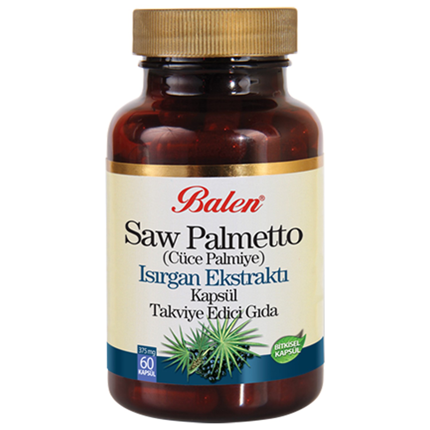Пищевая добавка Balen Saw Palmetto 375 мг, 60 капсул nature s life saw palmetto 580 мг 100 вегетарианских капсул