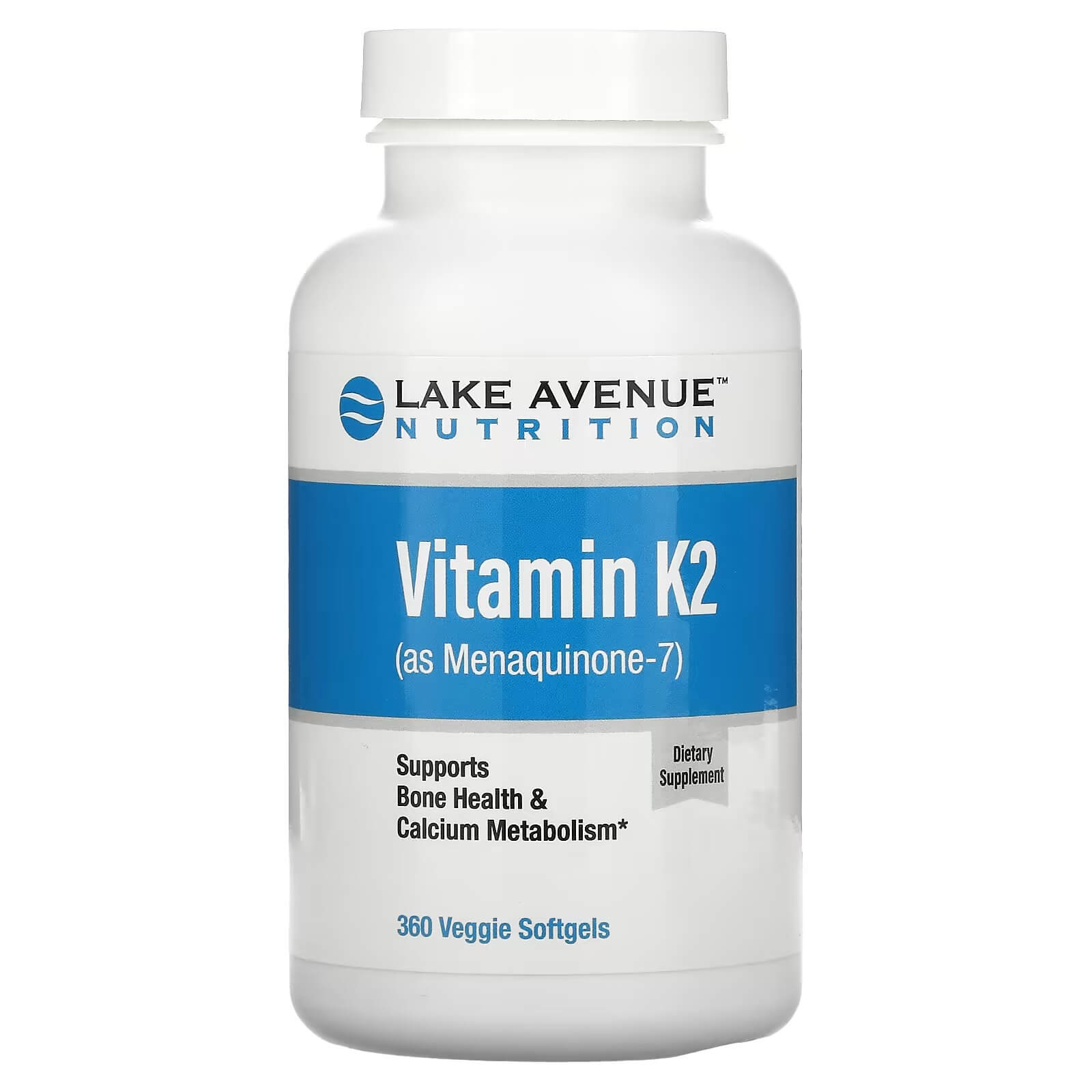 Витамин K2 50 мкг Lake Avenue Nutrition, 360 капсул витамин d3 125 мкг 5000 iu lake avenue nutrition 360 капсул препарат для костей зубов суставов иммунитета