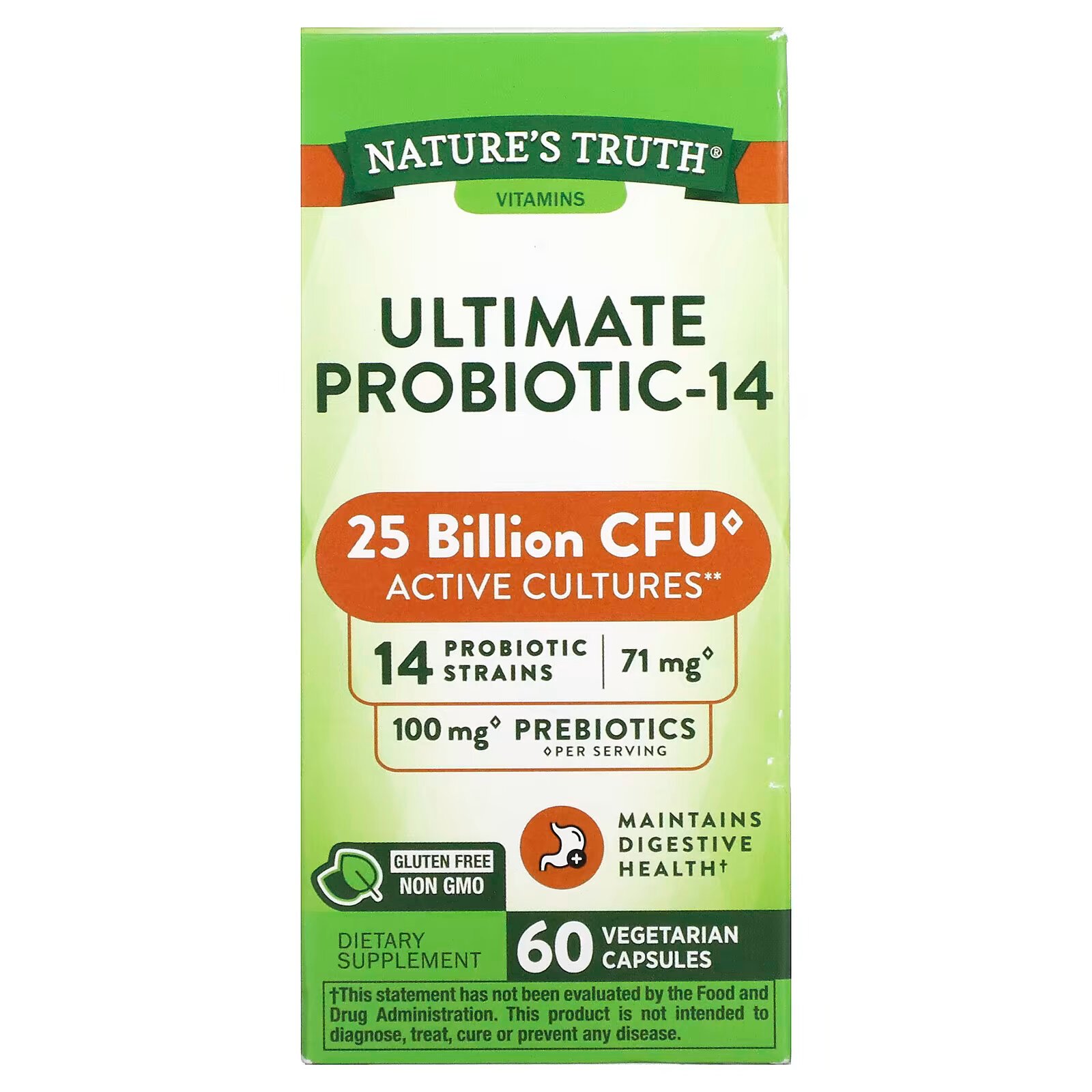 Nature's Truth, Ultimate Probiotic-14, 25 млрд, 60 капсул с быстрым высвобождением - фото