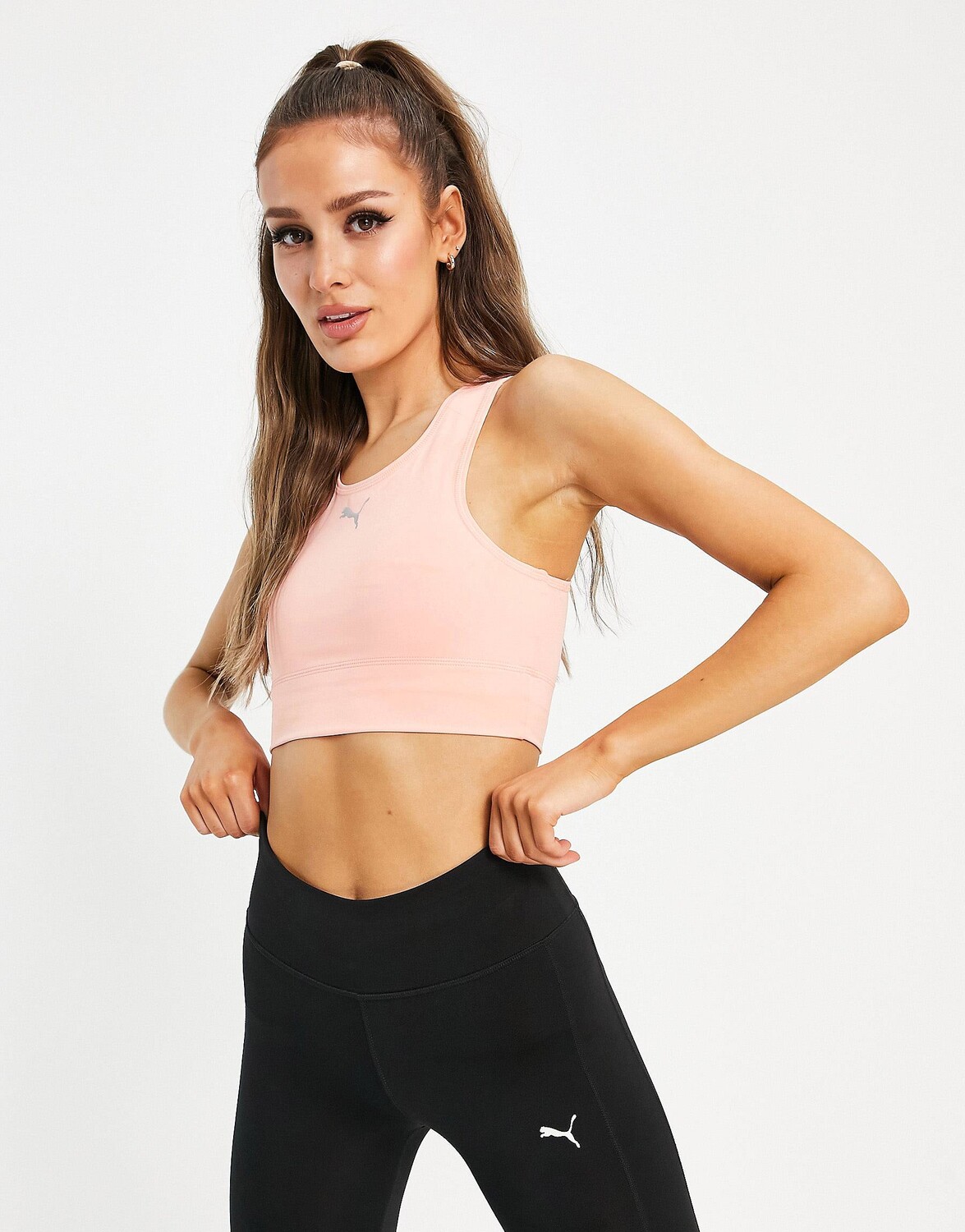 

Розовый укороченный топ с логотипом Puma active essentials
