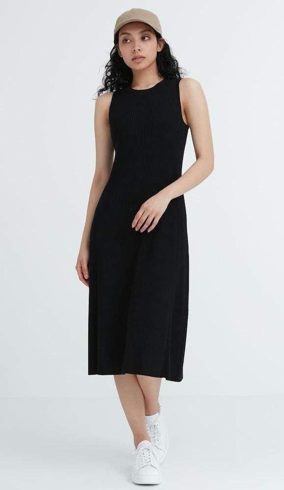 

Платье без рукавов из ребристой ткани Uniqlo Cotton Blended Knit Waist, черный