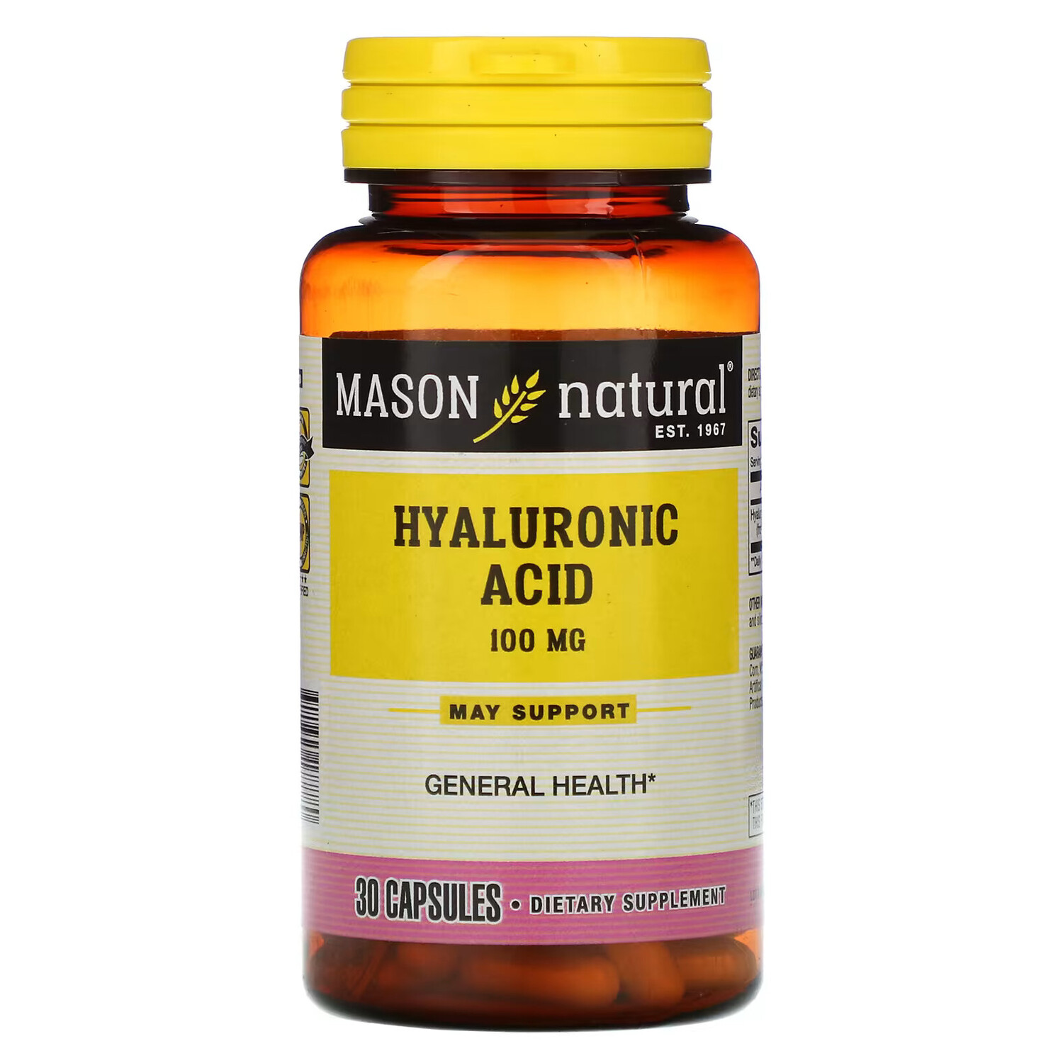 

Гиалуроновая кислота Mason Natural, 100 мг, 30 капсул
