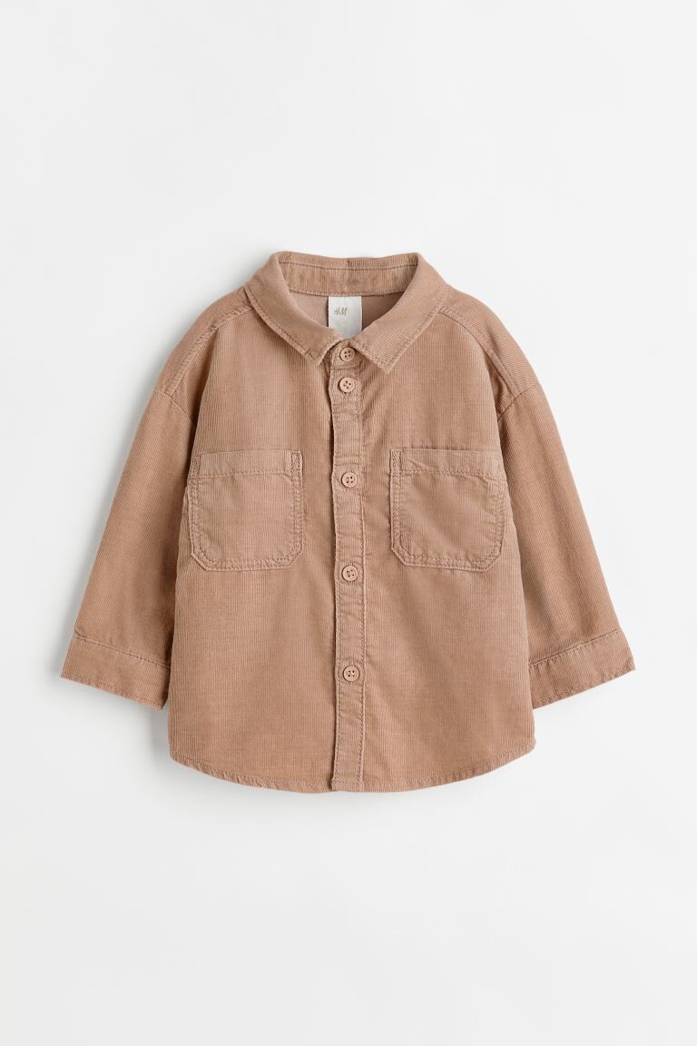 

Рубашка из хлопкового вельвета H&M, темно-бежевый