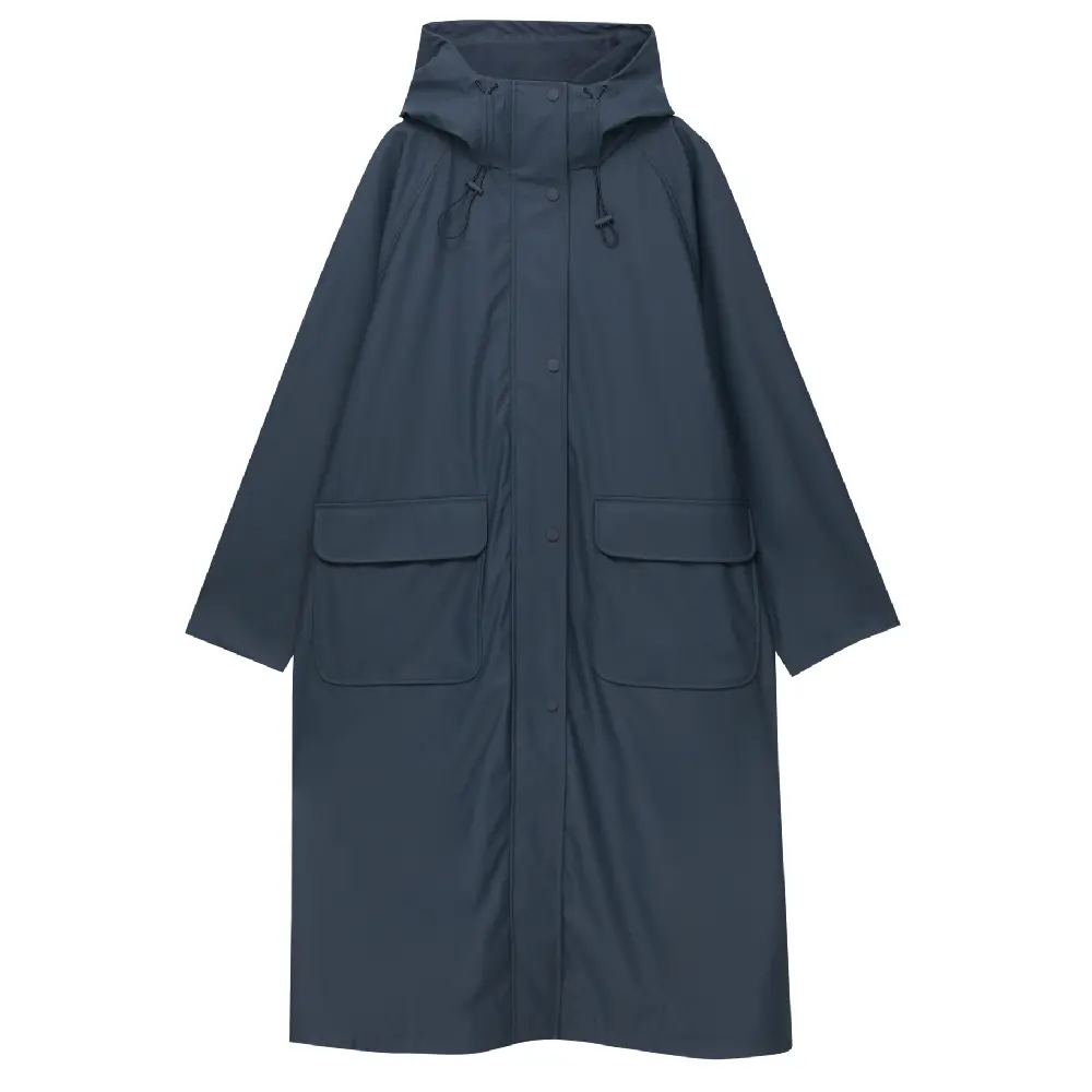 

Плащ Pull&Bear Long, темно-синий