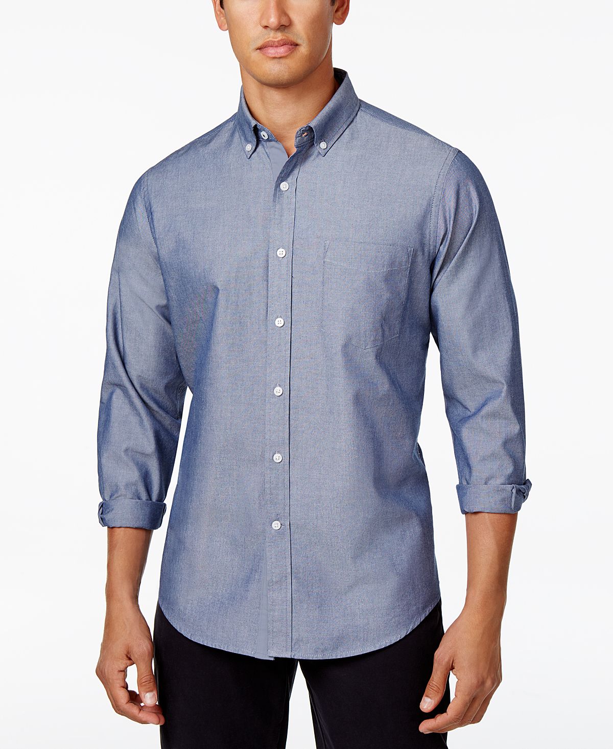 Мужская рубашка из однотонного оксфордского хлопка стрейч Club Room цена и фото