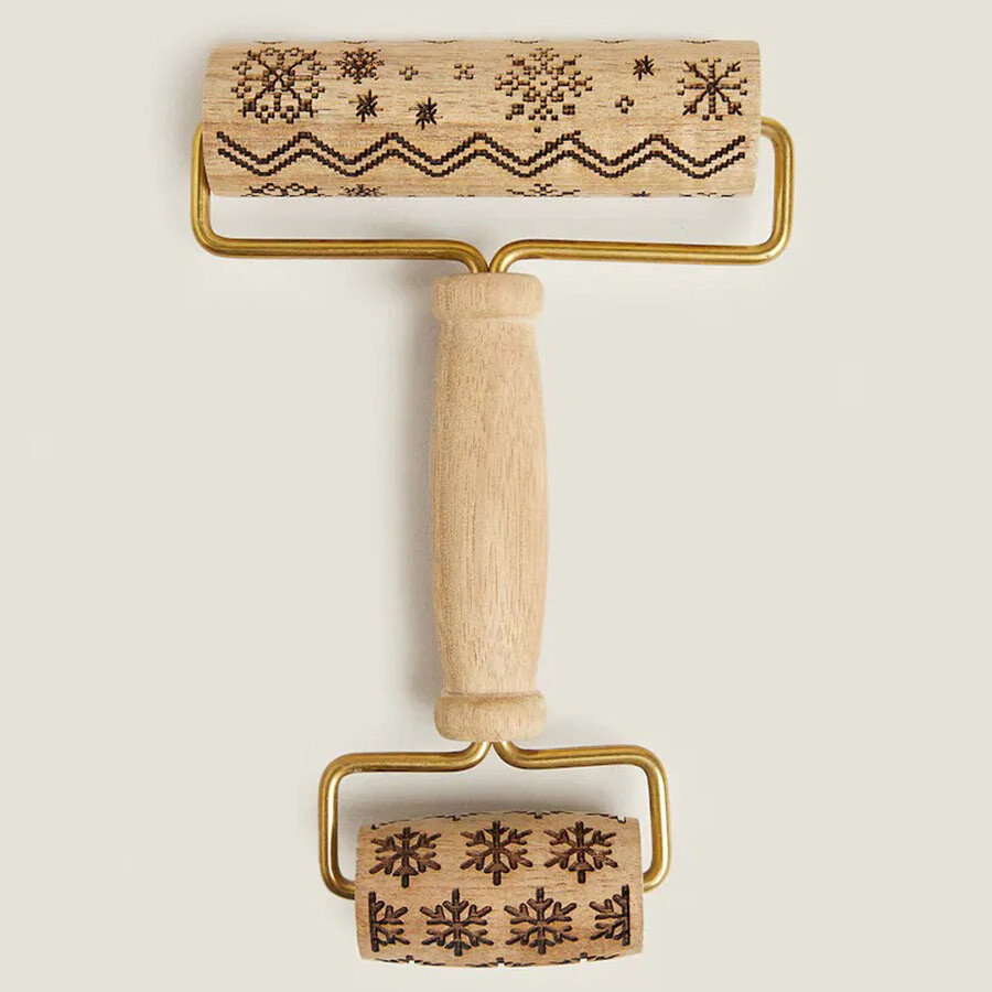 

Скалка Zara Home Acacia Raised Double Christmas Design, коричневый