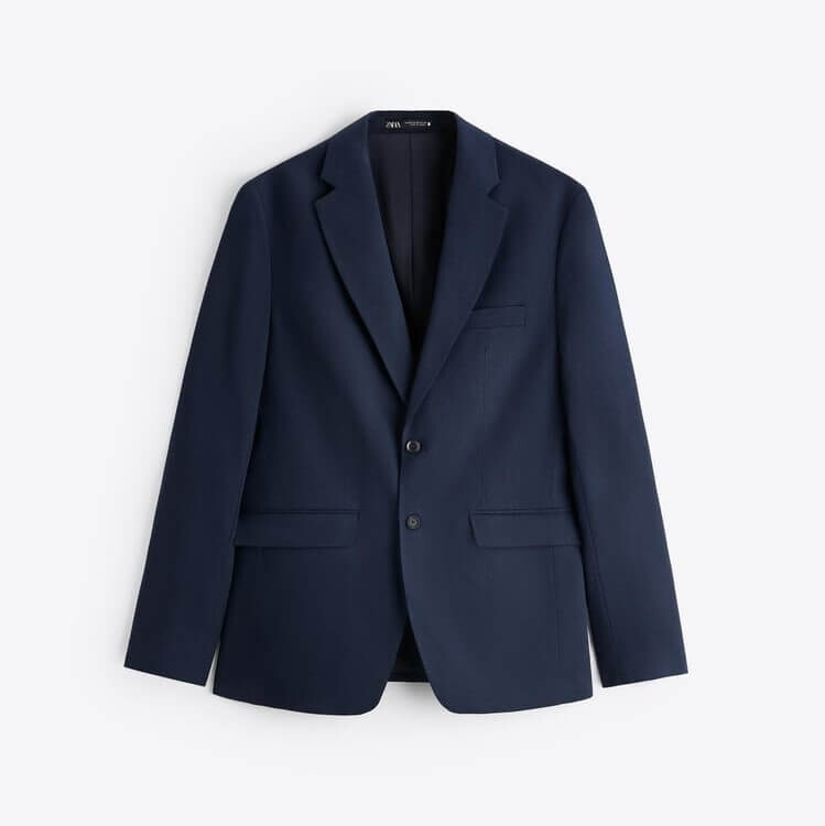 

Пиджак Zara Textured Suit, темно-синий