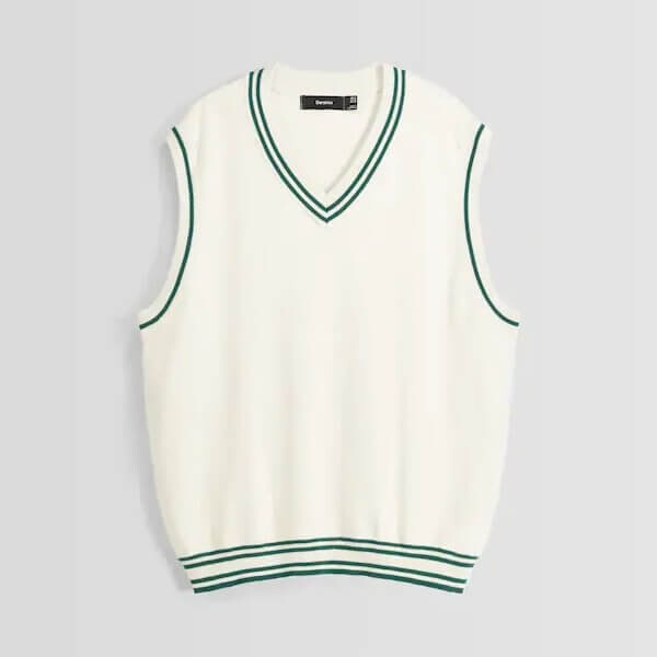 

Трикотажный жилет Bershka Contrast, белый/зеленый