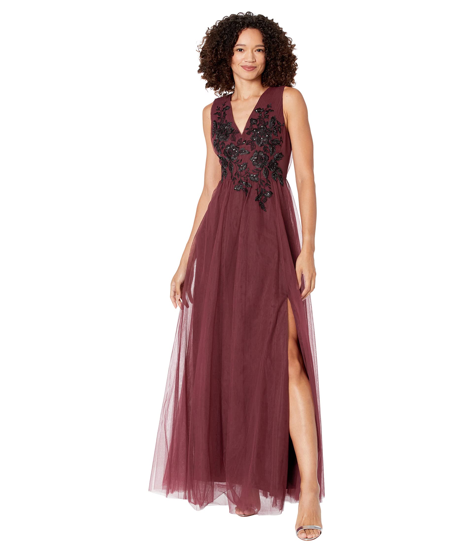 Платье BCBGMAXAZRIA, Long Tulle and Lace Applique Evening Dress eightree pink long a line long evening dress applique tulle tiered formal dresses lace sweetheart floor length party gowns