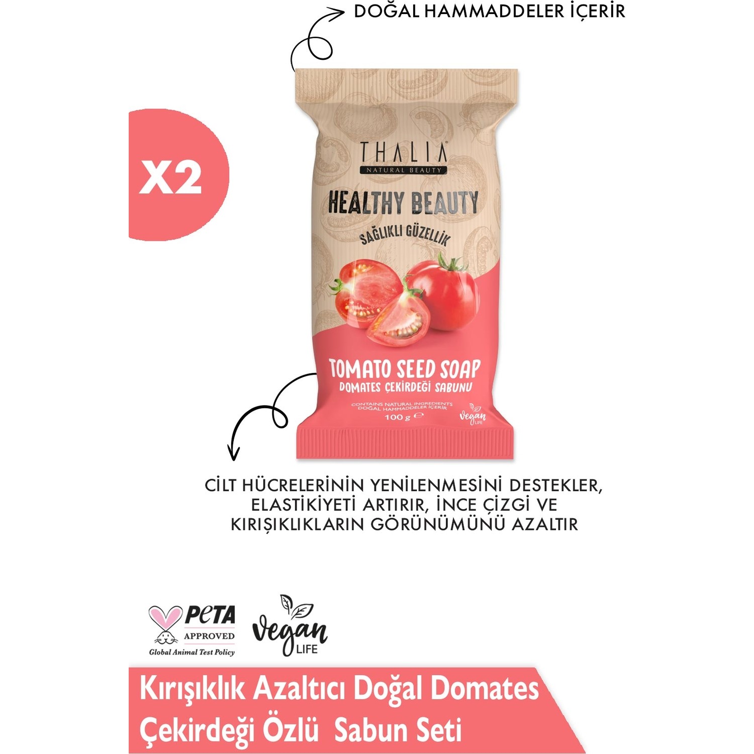 Набор натурального мыла Thalia с экстрактом семян томатов, 2 x 100 г набор парфюмированного мыла sothys perfumed soap 3 шт