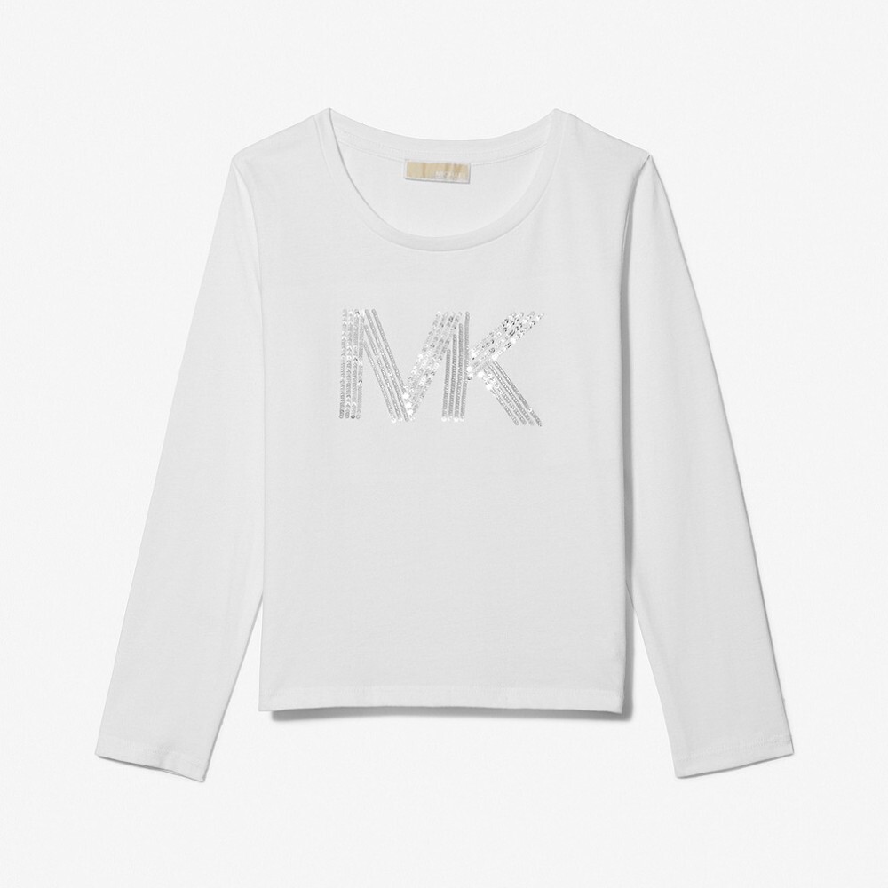 Лонгслив Michael Kors Kids Sequined Logo Cotton, белый