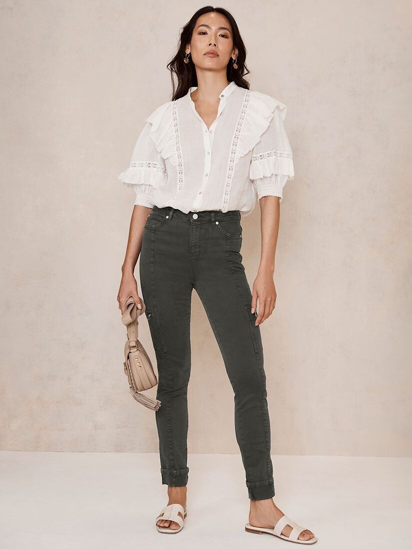 

Джинсы слим с молнией Mint Velvet Houston, зеленый хаки