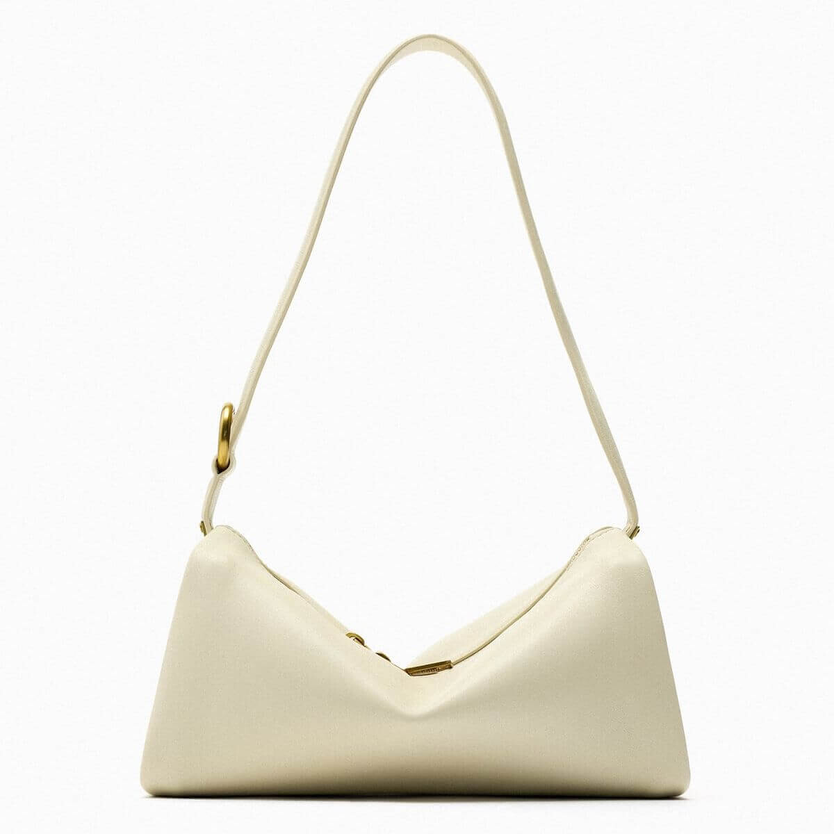 

Сумка Zara Leather Shoulder With Metal Plate, кремовый