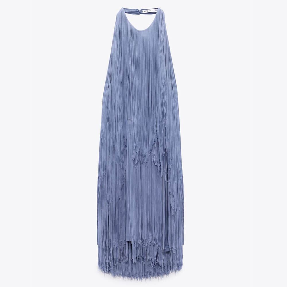 

Платье Zara Fringed Short, синий