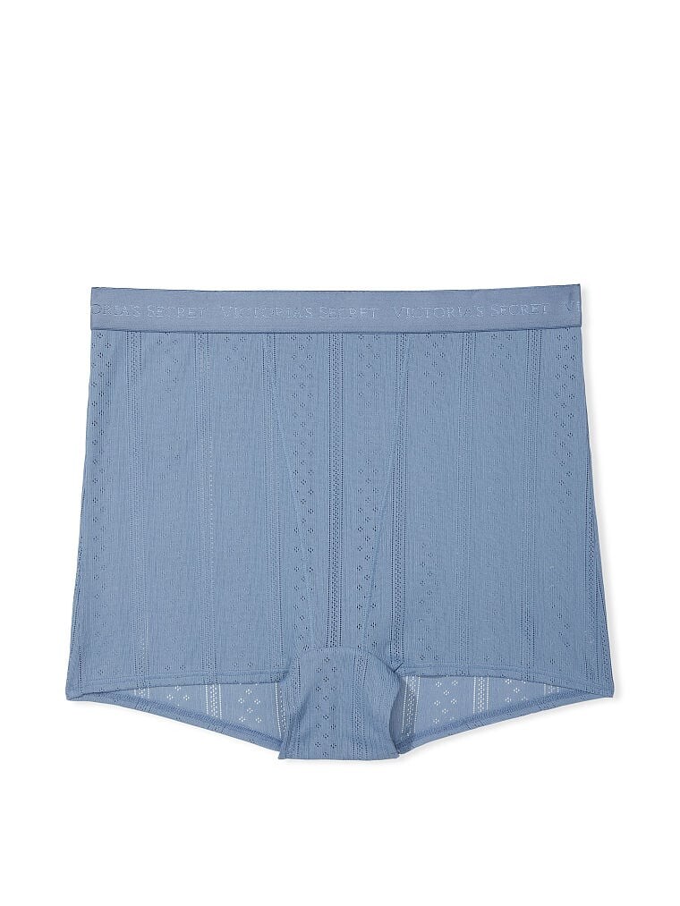 

Трусы Victoria's Secret Logo Pointelle High-Waist Shortie, синий