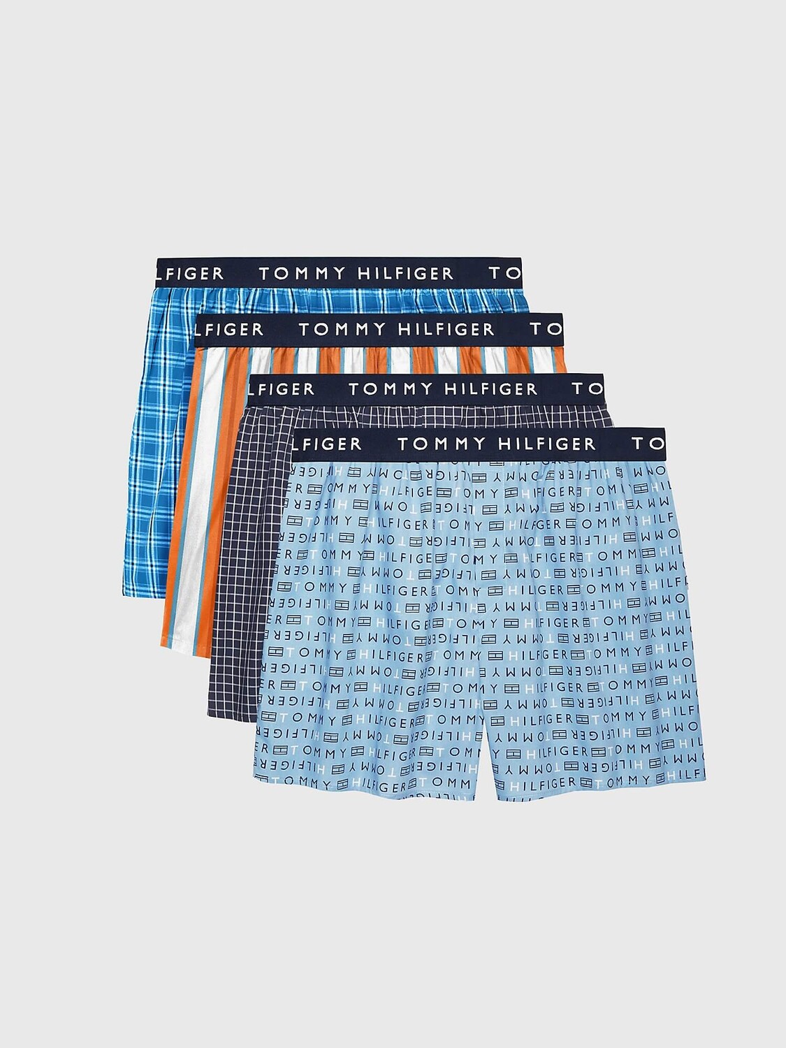 

Набор боксеров Tommy Hilfiger Woven Cotton, 4 предмета, синий/оранжевый