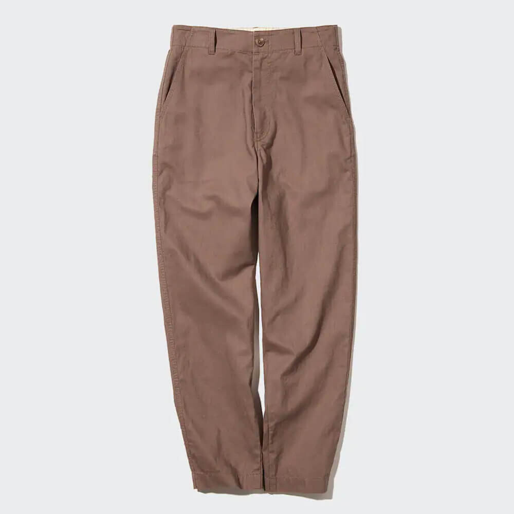

Брюки Uniqlo Linen Cotton Blend Tapered, коричневый
