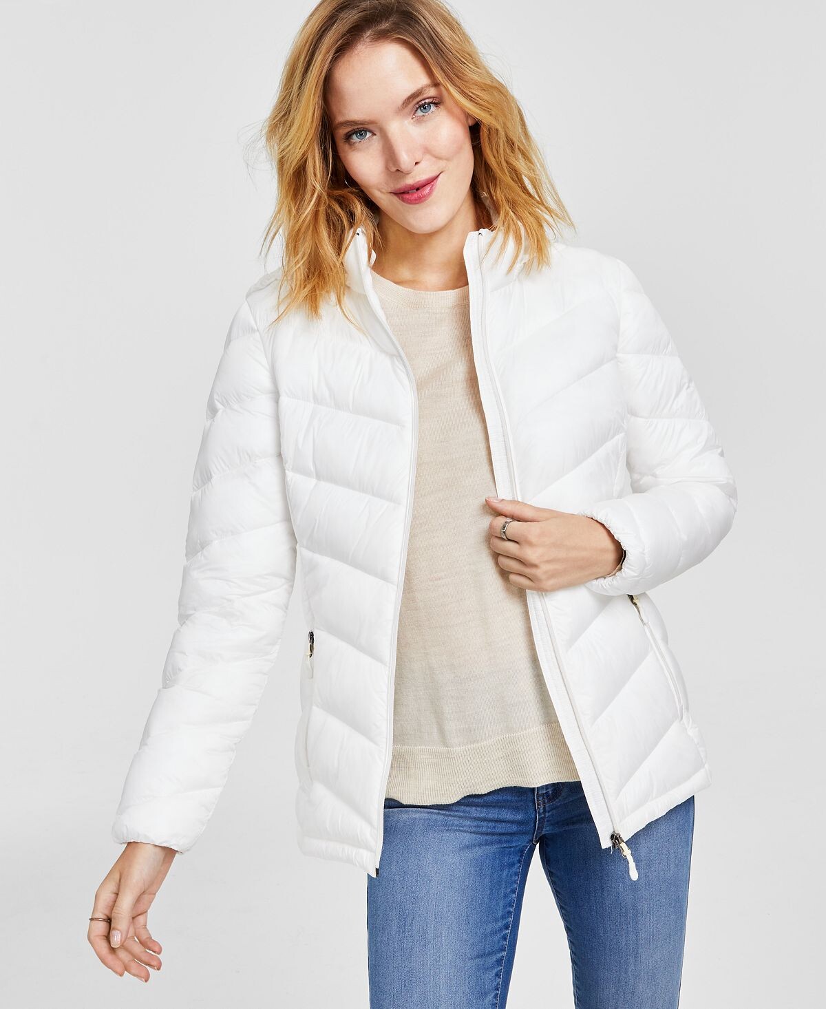 

Пуховик с капюшоном для женщин, созданный для macy's Charter Club, голубой