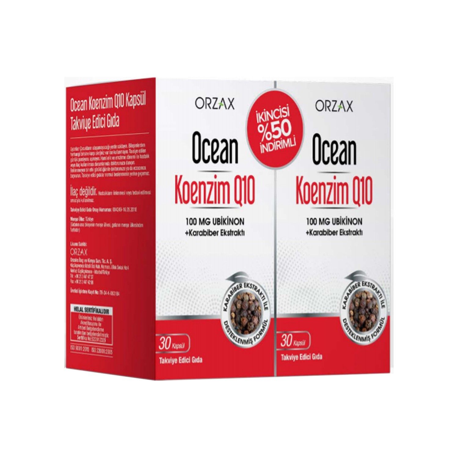 Коэнзим Q10 Ocean, 2 упаковки по 30 капсул пищевая добавка orzax ocean 5 htp 100 мг 30 капсул