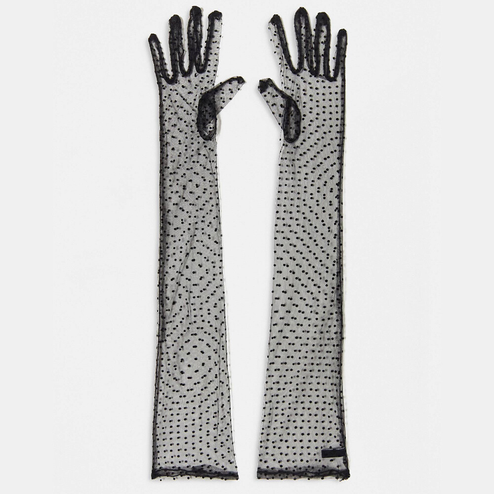 

Перчатки Pieces Halloween Mesh Polka Dot Long, черный/сетка