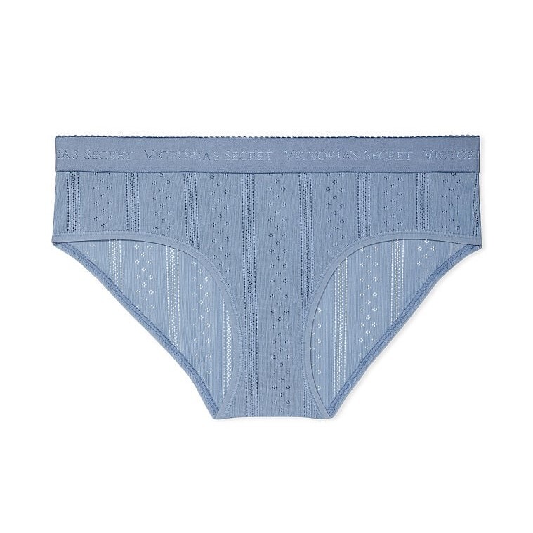 

Трусы Victoria's Secret Logo Waist Pointelle Hiphugger, синий