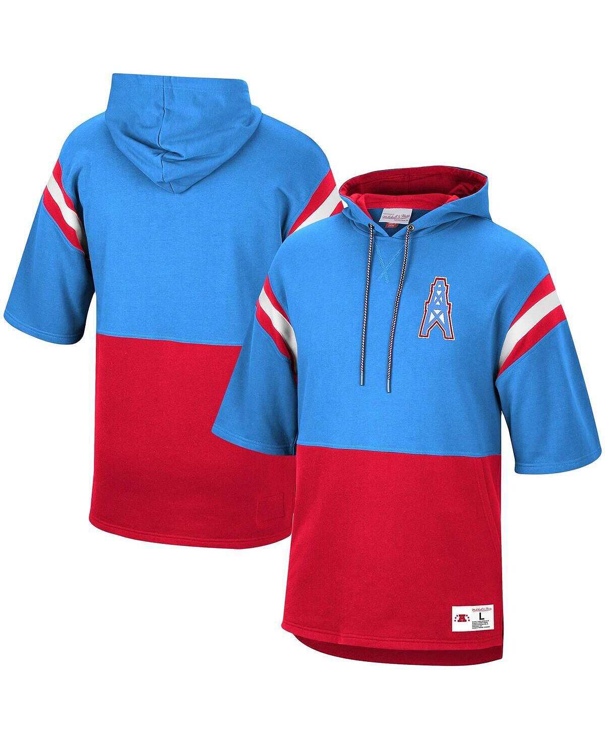 

Мужская неоновая светло-голубая, красная футболка с капюшоном houston oilers gridiron classics historic logo training room с короткими рукавами Mitchell & Ness, мульти