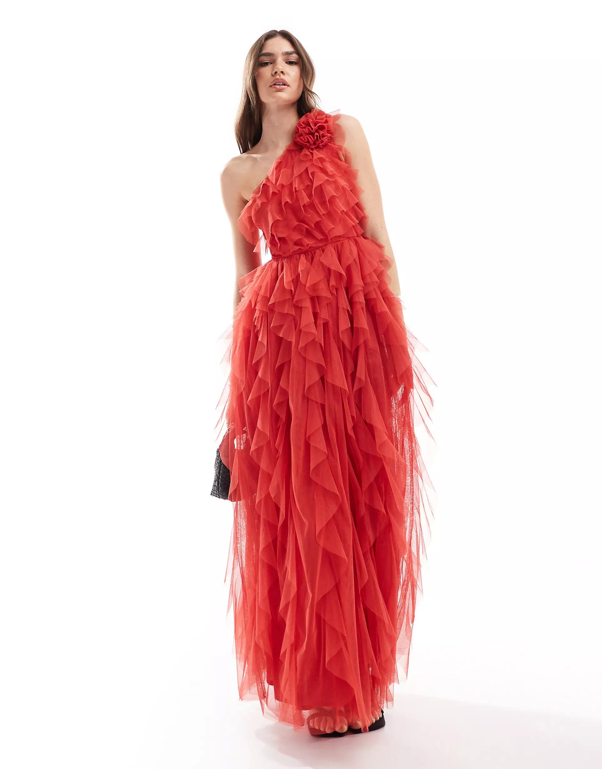 цена Платье макси Anaya Waterfall Ruffle Premium Tulle, красный