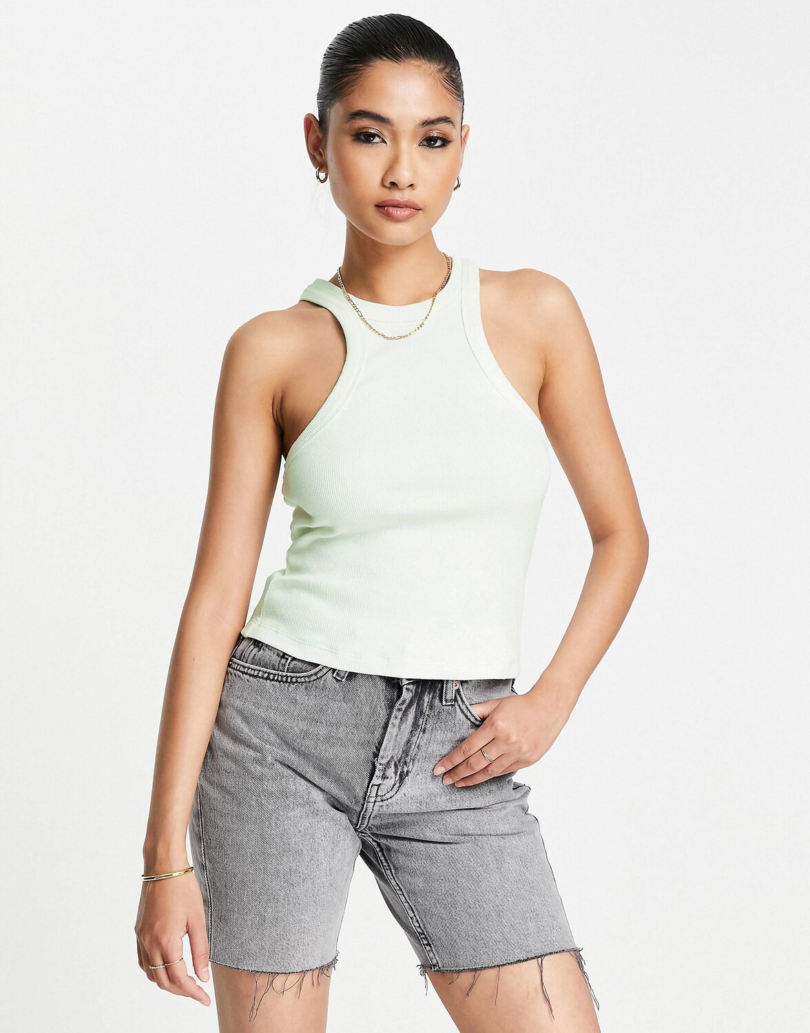 

Мятный жилет в рубчик спереди ASOS DESIGN Extreme Racer