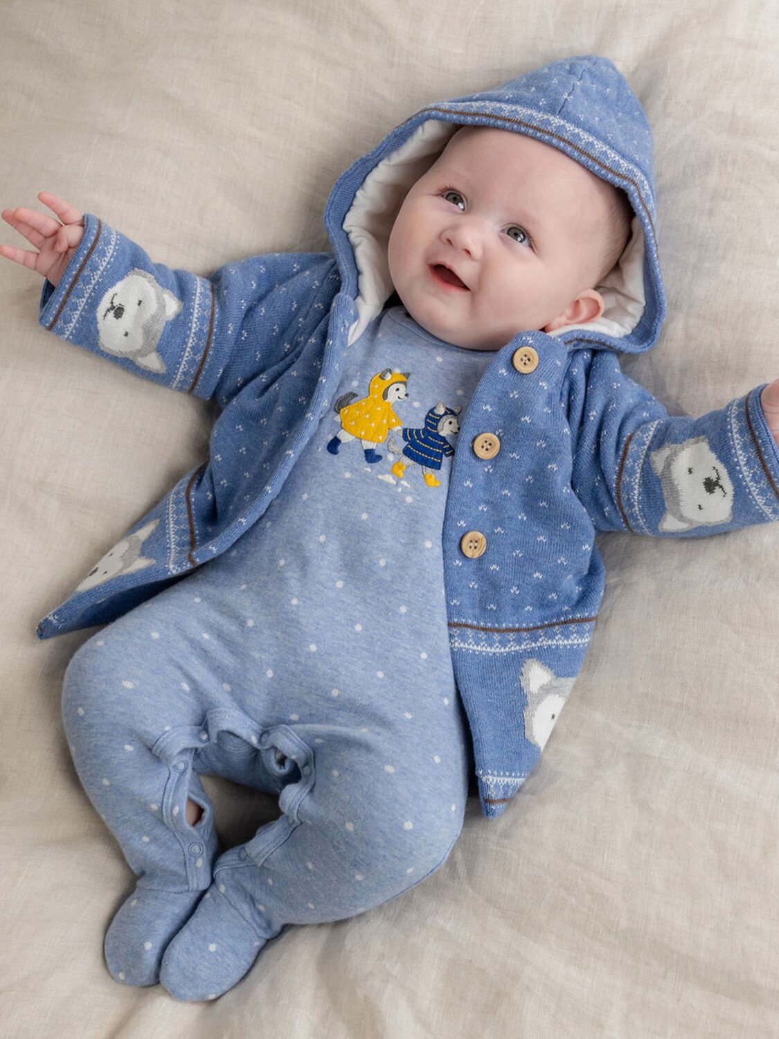 

Стеганая куртка хаски Purebaby, синий жаккард