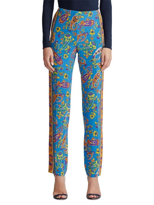 

Брюки Simone Mulberry Ralph Lauren Collection плиссированные шелковые, синий