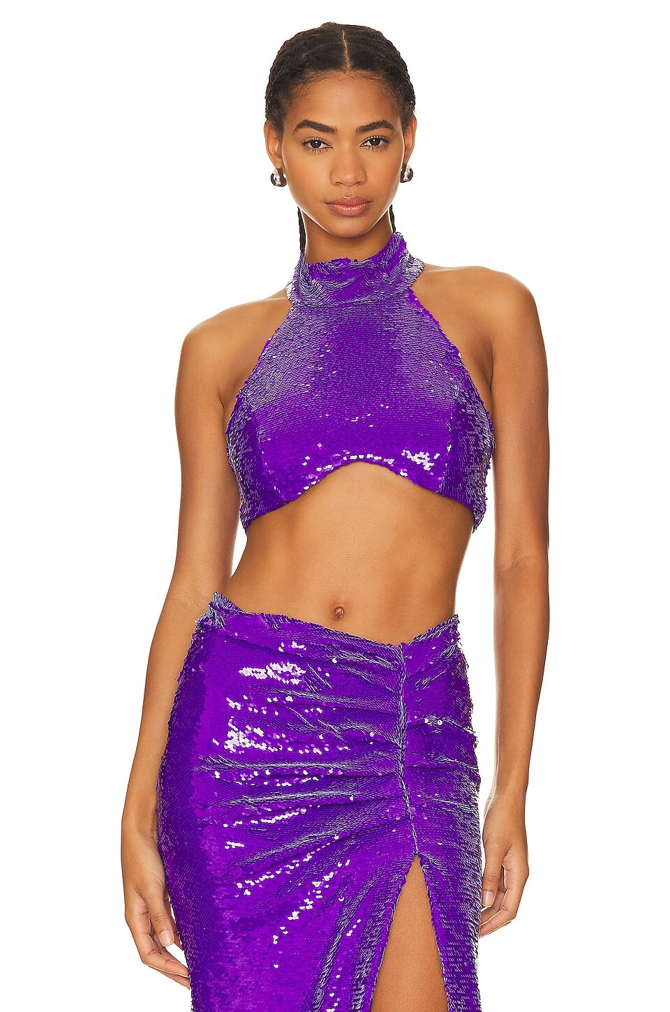 

Топ PatBO Sequin Mock Neck, фиолетовый