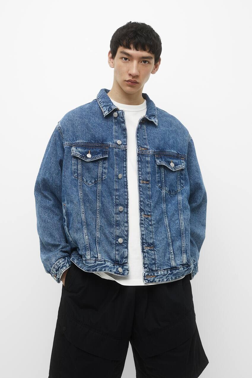 

Синяя джинсовая куртка со швами Pull&Bear, синий