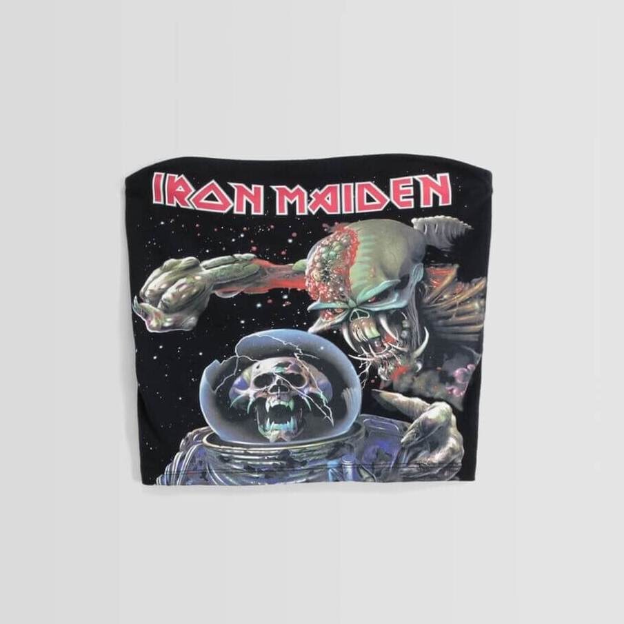 

Топ-бандо Bershka Iron Maiden Print, черный