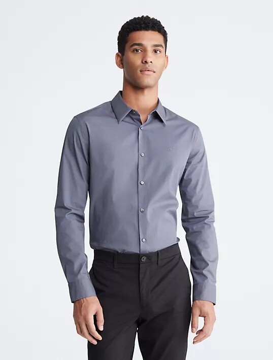 

Рубашка Calvin Klein Slim Stretch, серо-синий