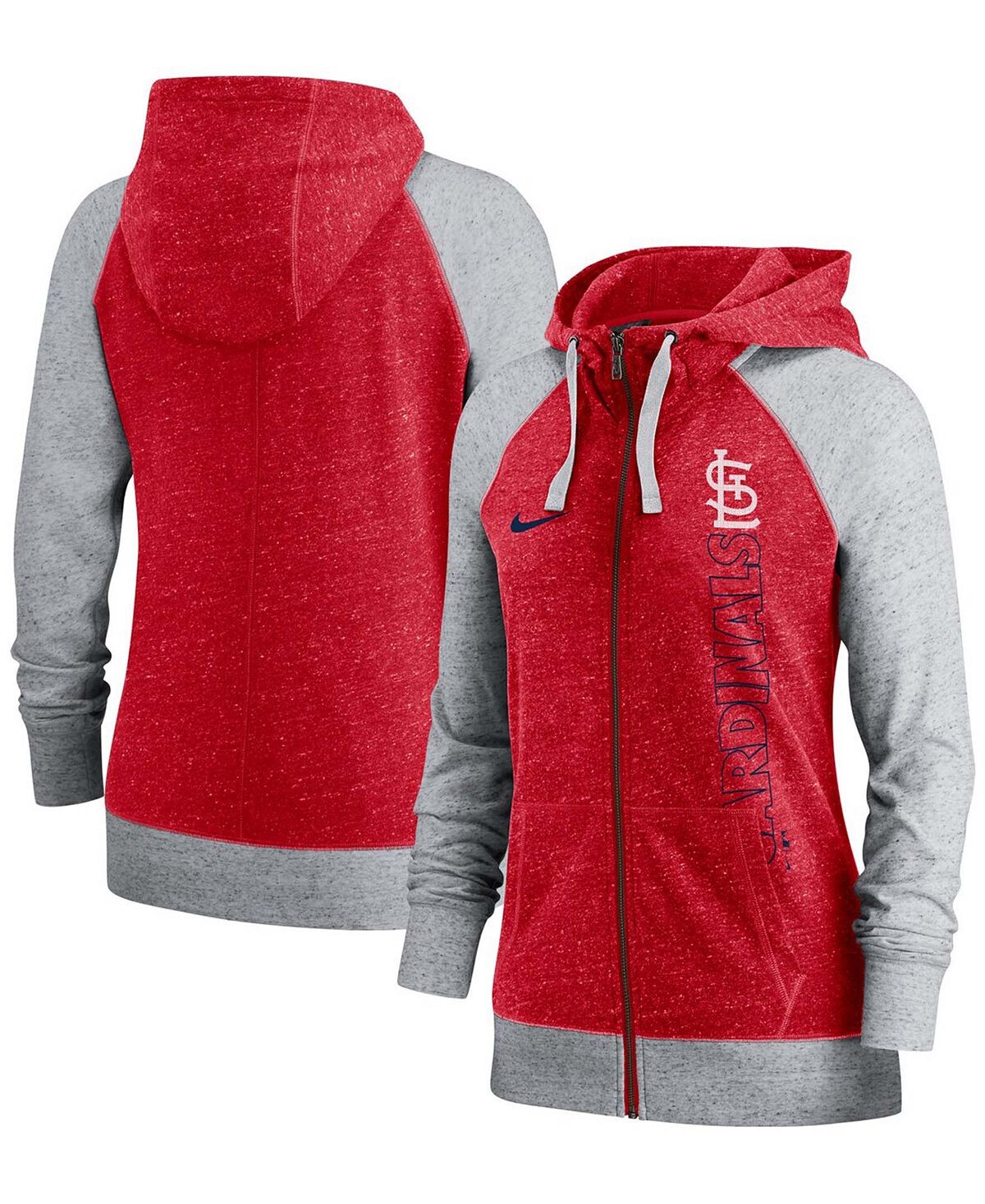 

Женская красная худи с молнией во всю длину в винтажном стиле St. Louis Cardinals Pocket Gym Nike, красный