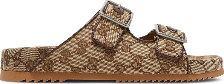 Сандалии Gucci Slide Sandal Strap Beige Monogram, бежевый - фото