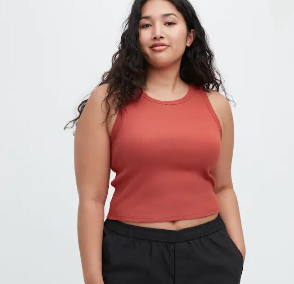 

Топ укороченный без рукавов в рубчик Uniqlo Ribbed Cropped Sleeveless Bra, оранжевый