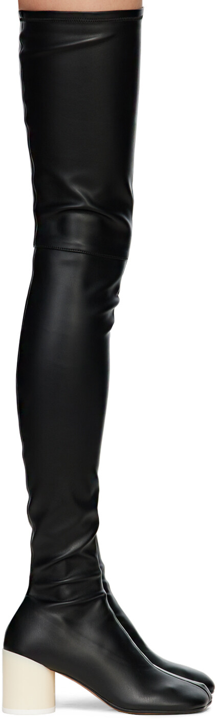 

Черные высокие сапоги из искусственной кожи MM6 Maison Margiela