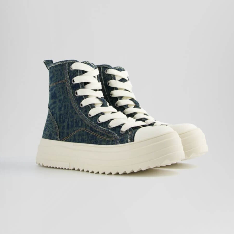 

Кроссовки Bershka Men's Denim High Top Trainers, темно-синий