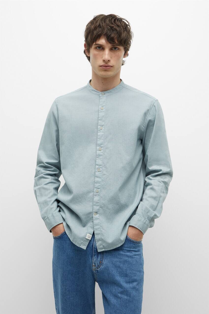 

Рубашка с воротником-стойкой Pull&Bear, голубовато-зеленый