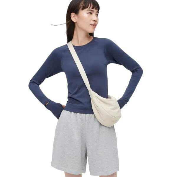 

Лонгслив Uniqlo AIRism Fitted, синий