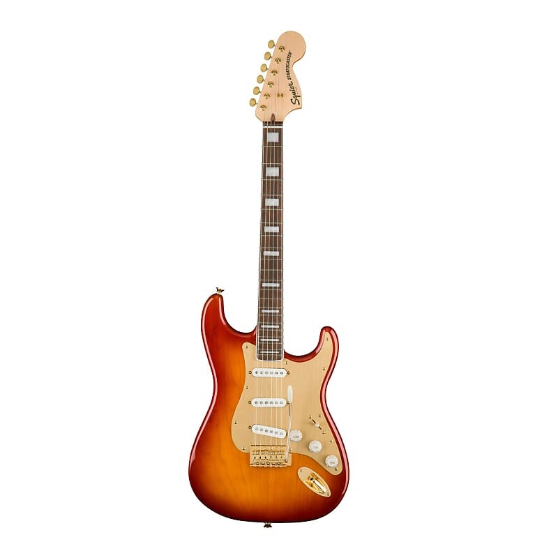 

6-струнная электрогитара Fender Squier 40th Anniversary Stratocaster (Gold Edition, Sienna Sunburst) Fender Squier 40th Anniversary Stratocaster 6-String Electric Guitar (Sienna S)