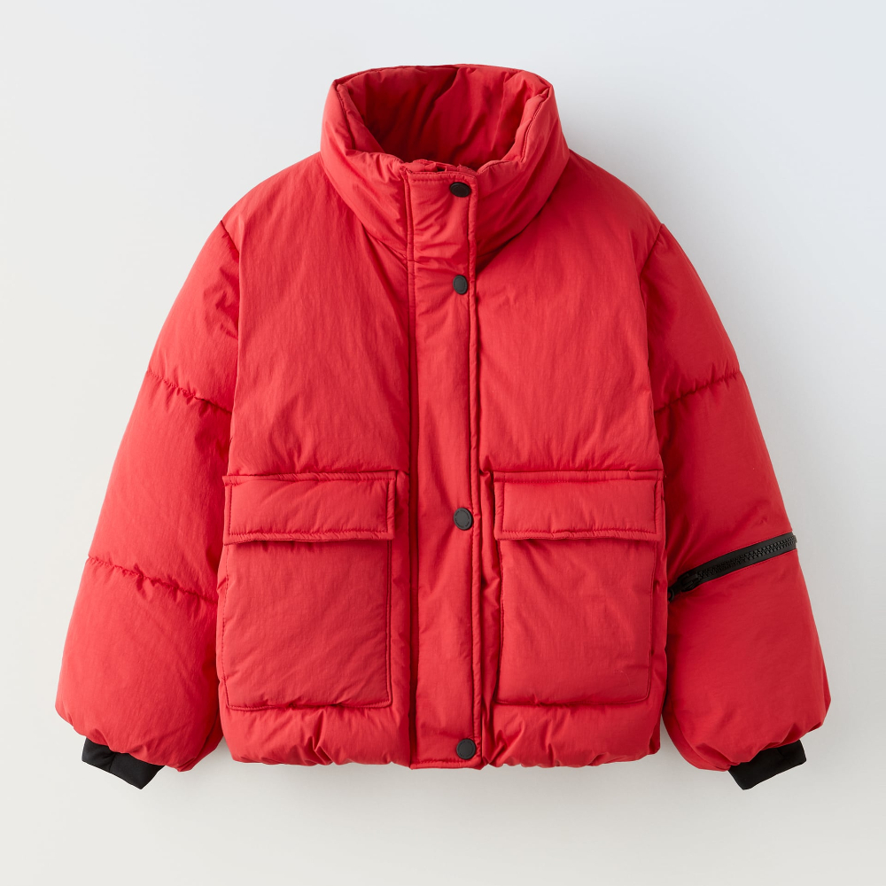 Куртка Zara Snow Collection Puffer, красный куртка zara shiny puffer тёмно синий