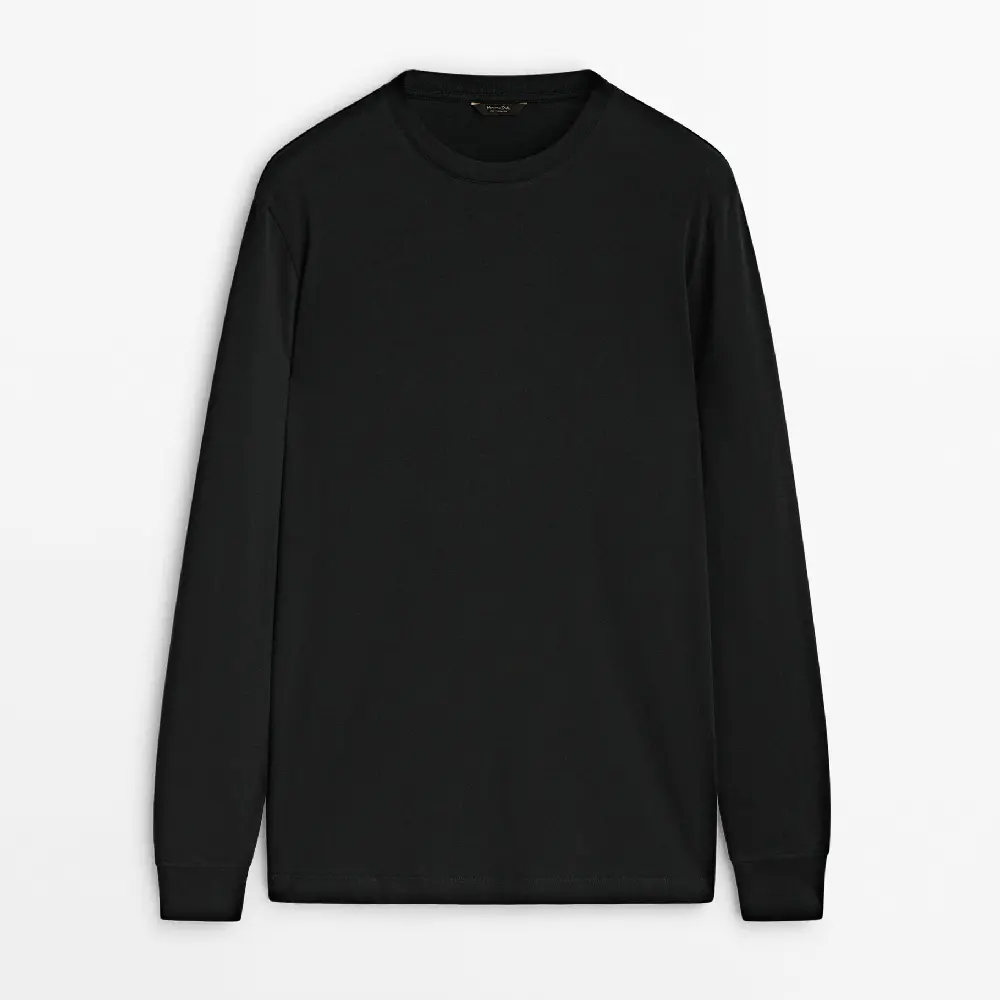 

Лонгслив Massimo Dutti Cotton, черный