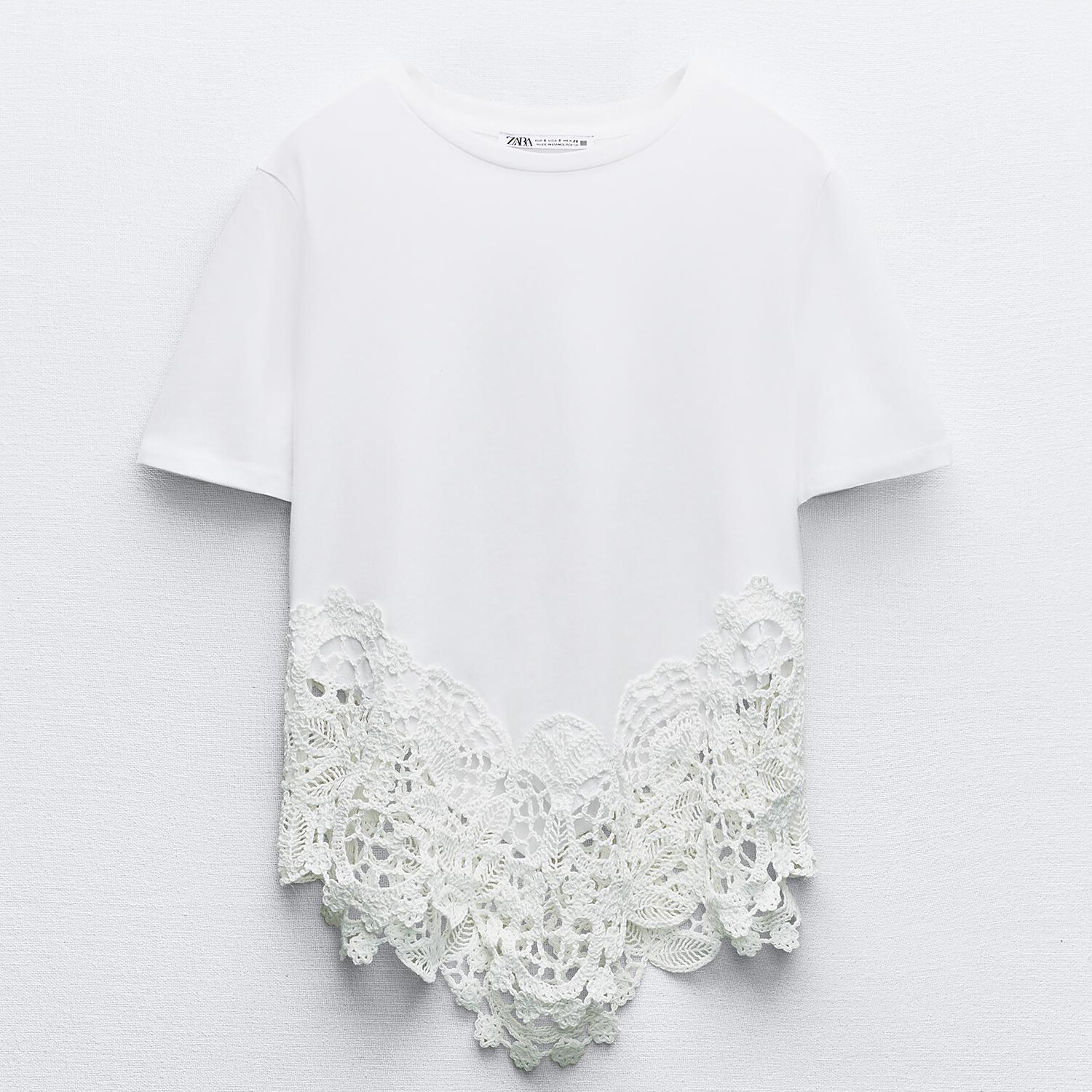 цена Футболка Zara Cotton Crochet, белый