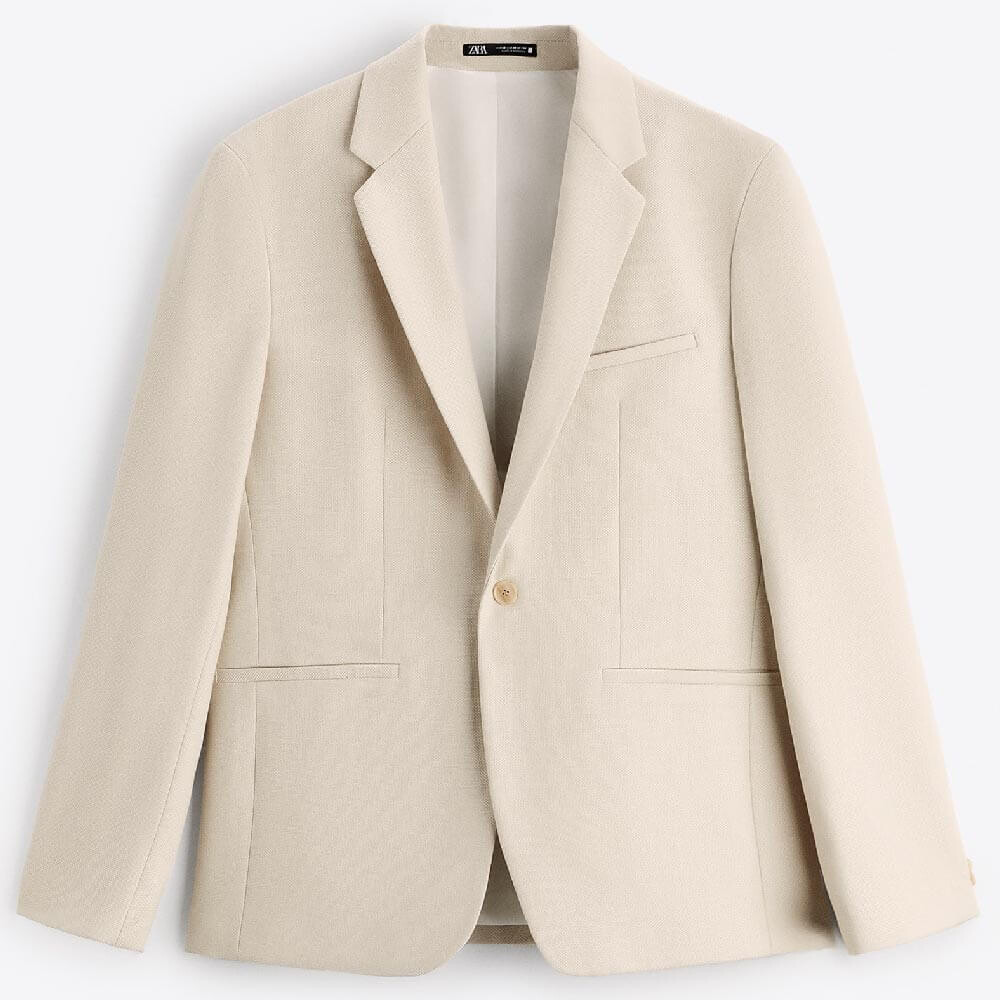 

Пиджак Zara Textured Suit, светло-бежевый