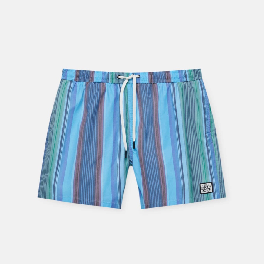 Шорты для плавания Pull&Bear Stripes, синий синие шорты для плавания на кулиске valentino